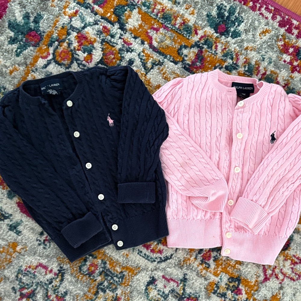 Ralph Lauren Kids Cable Knit Cardigans - Pink and Black